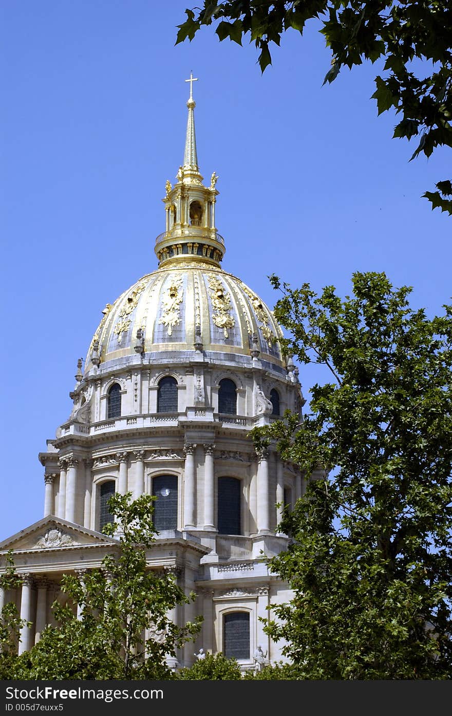 A view of the golden dome of Invalides, Paris. A view of the golden dome of Invalides, Paris