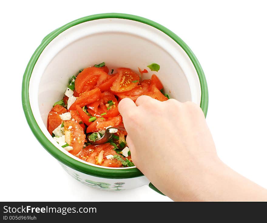 Preparing salad