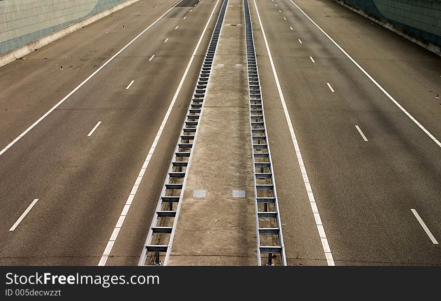 Empty freeway from above