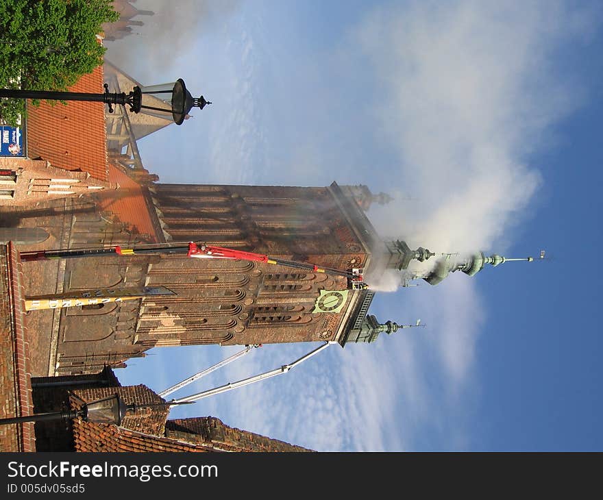 St.Catherine's church in gdansk is burning (22.05.2006). St.Catherine's church in gdansk is burning (22.05.2006)