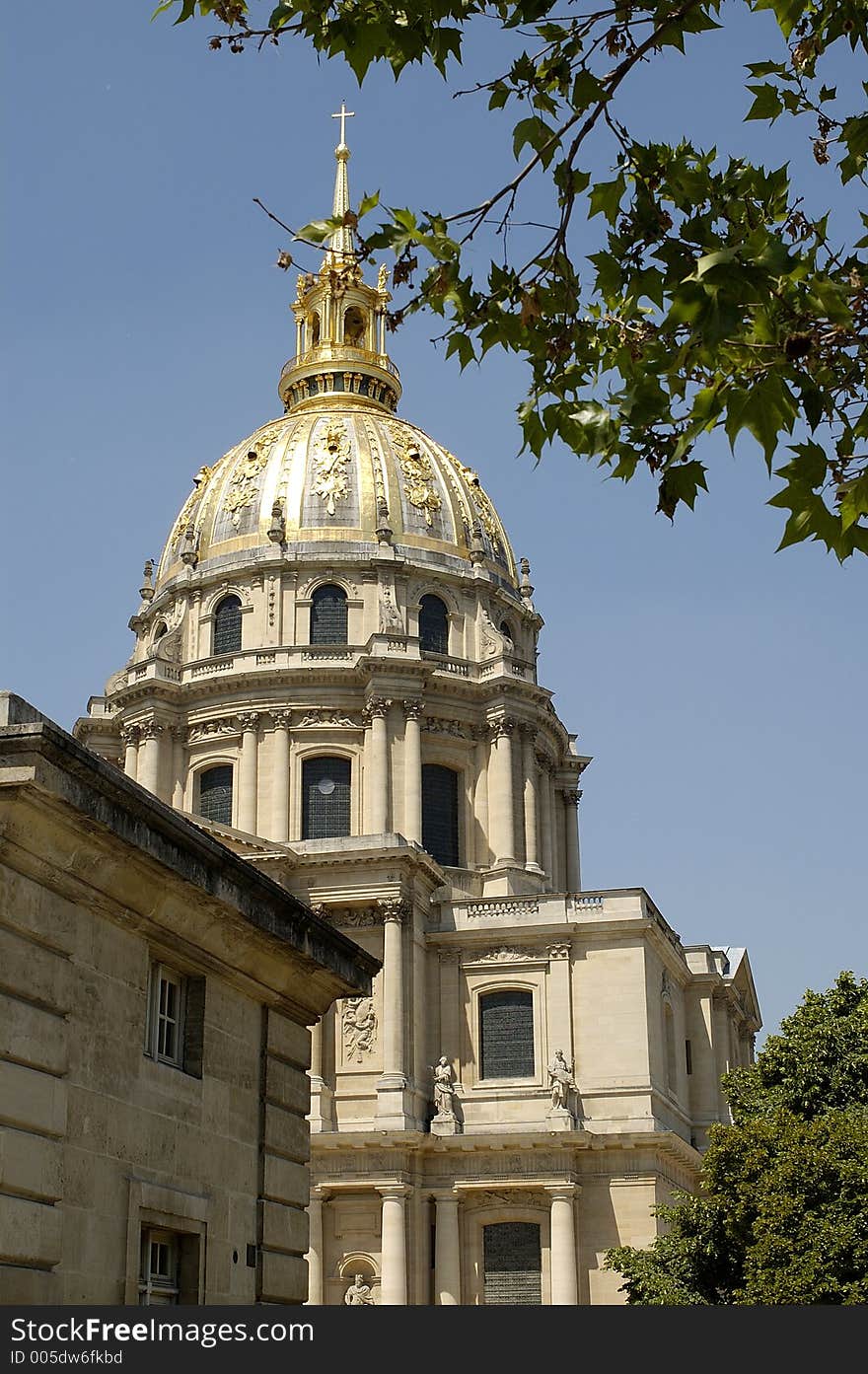 The golden dome of Invalides, Napoleon's tomb. The golden dome of Invalides, Napoleon's tomb