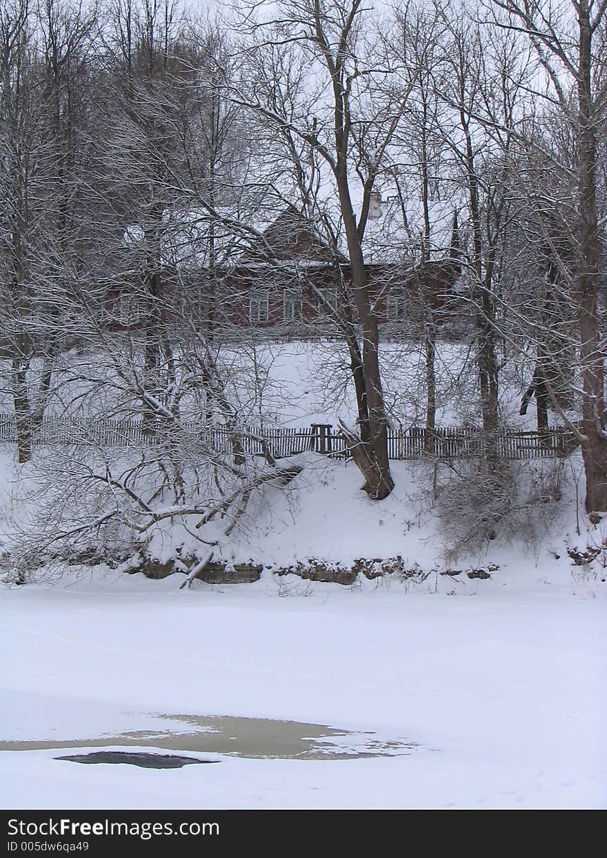 House on a coast of the river