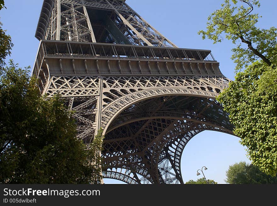 An unusual view of the Eifffel Tower. An unusual view of the Eifffel Tower