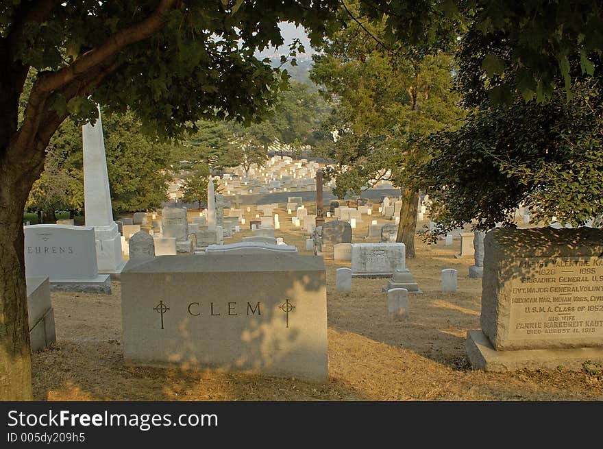 Arlington Cemetary with grave of Johnny Clem, Drummer boy of Shiloh. Arlington Cemetary with grave of Johnny Clem, Drummer boy of Shiloh