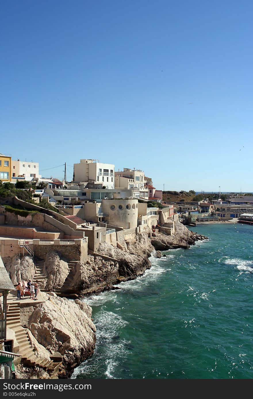 View of buildings along the coast in marseille, france. View of buildings along the coast in marseille, france