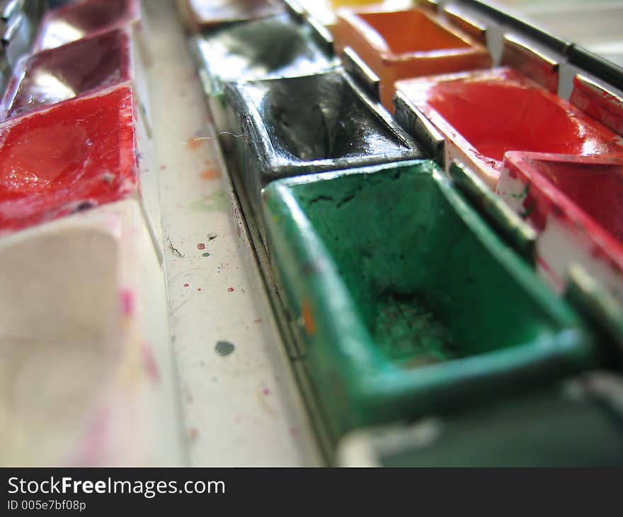 Colorful paintbox closeup