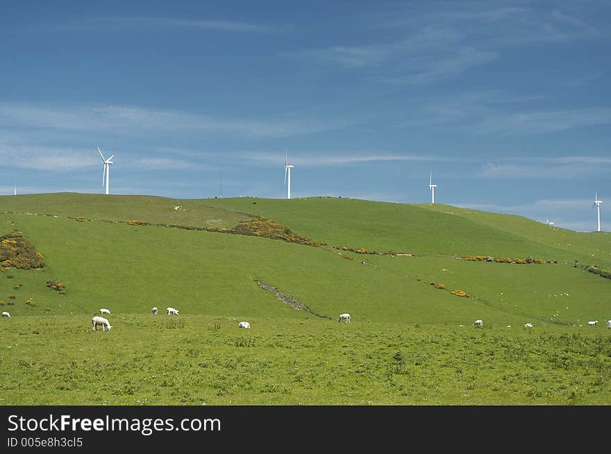 Wind farm in Welsh countryside. Wind farm in Welsh countryside.