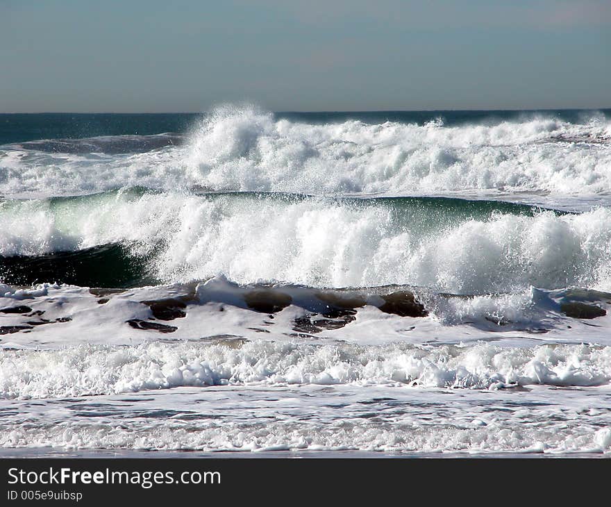 Wild waves on the beach of San Francisco