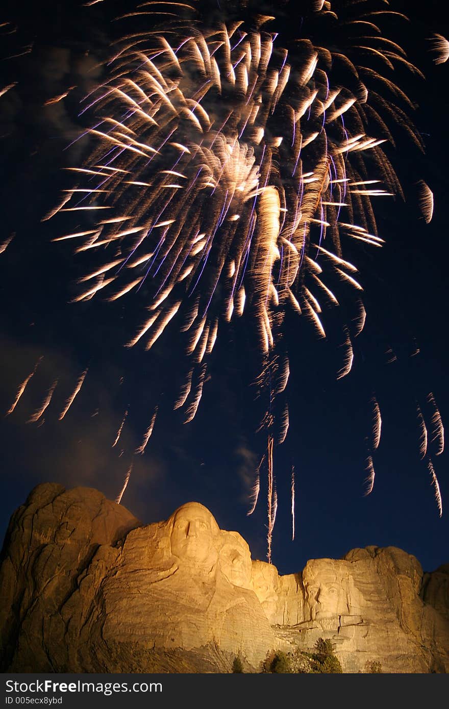 Fireworks over Mt Rushmore. Fireworks over Mt Rushmore