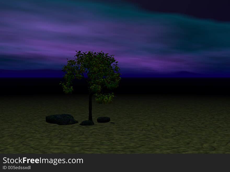 A lone tree graphic landscape