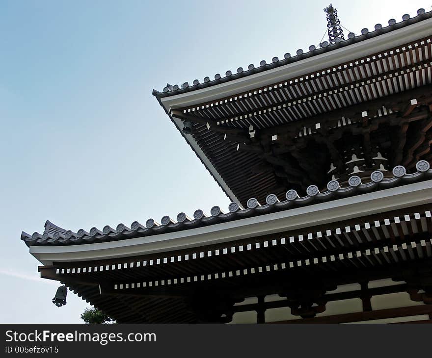 Roof of a japanese temple or shrine in Tokyo. Roof of a japanese temple or shrine in Tokyo