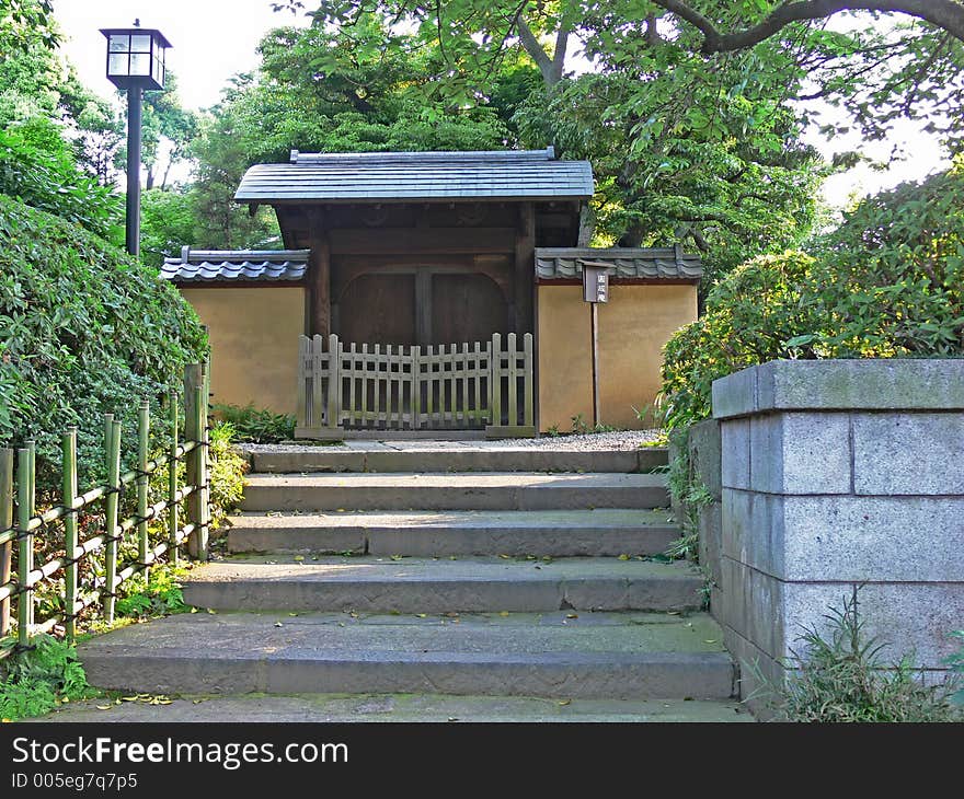 Entrance of a Japanese garden. Entrance of a Japanese garden