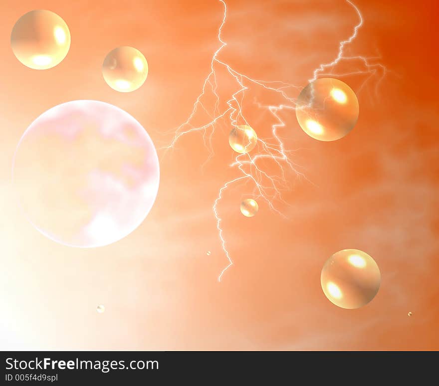 Abstract background with planet and lightning. Abstract background with planet and lightning