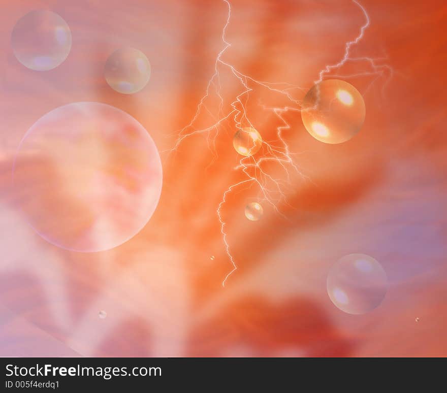 Abstract background with lightning,planet and sunray. Abstract background with lightning,planet and sunray