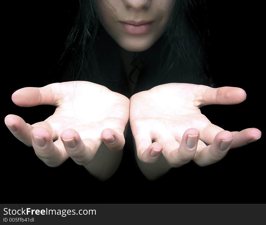 Woman face and hands. Woman face and hands