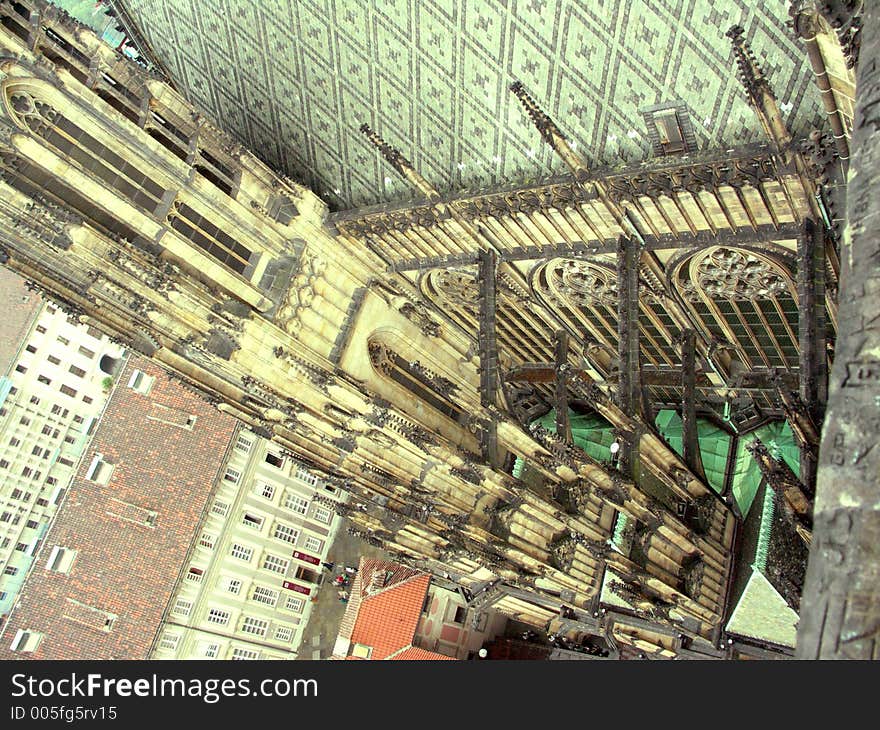 The view from The Great Tower of St. Vitus's Cathedral in Prague