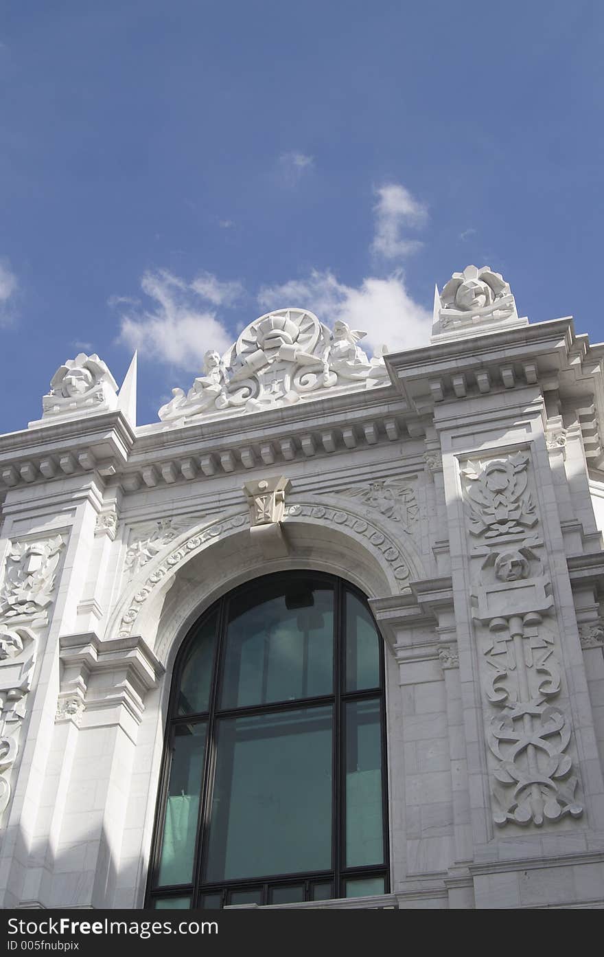 White building with blue skyback. White building with blue skyback