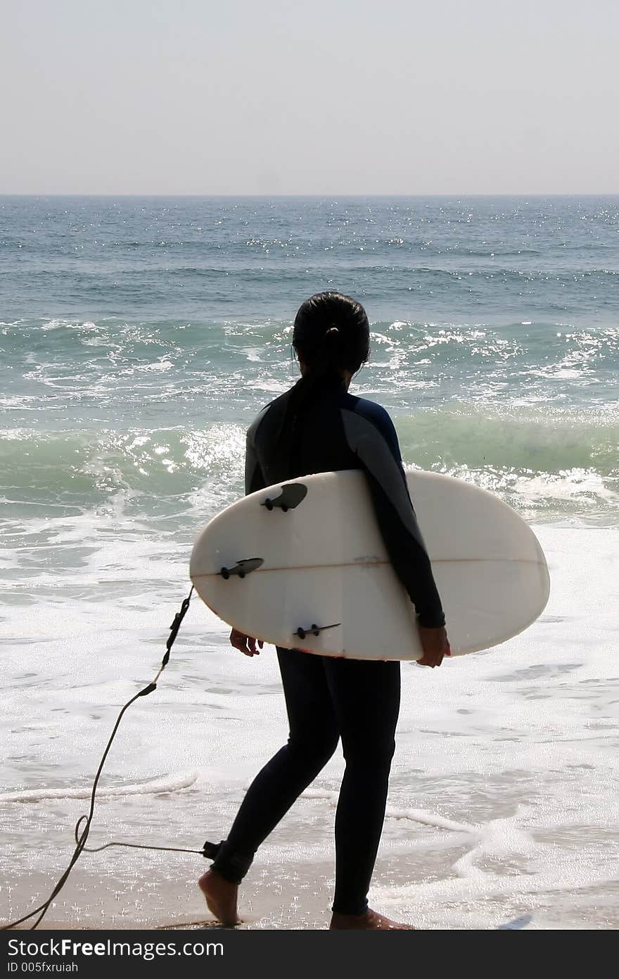 Surfer Woman next to Water. Surfer Woman next to Water