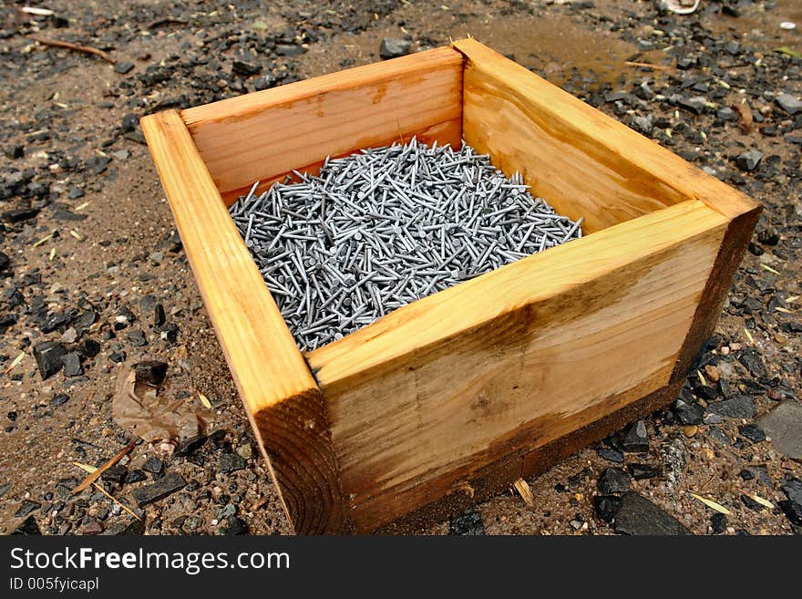 Make shift bucket of nails