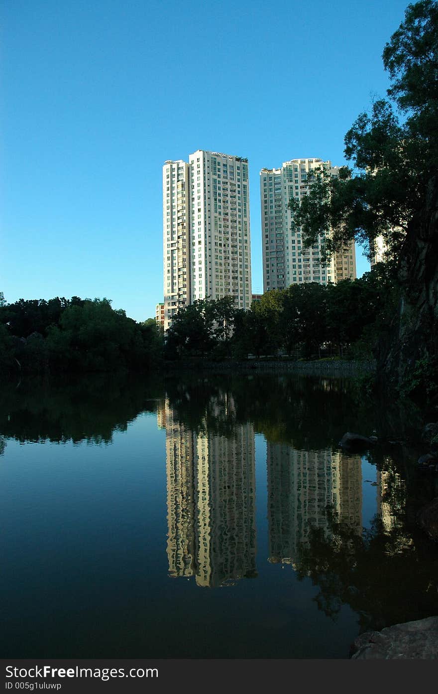 Reflection of flats in the morning eflection of flats in the morning