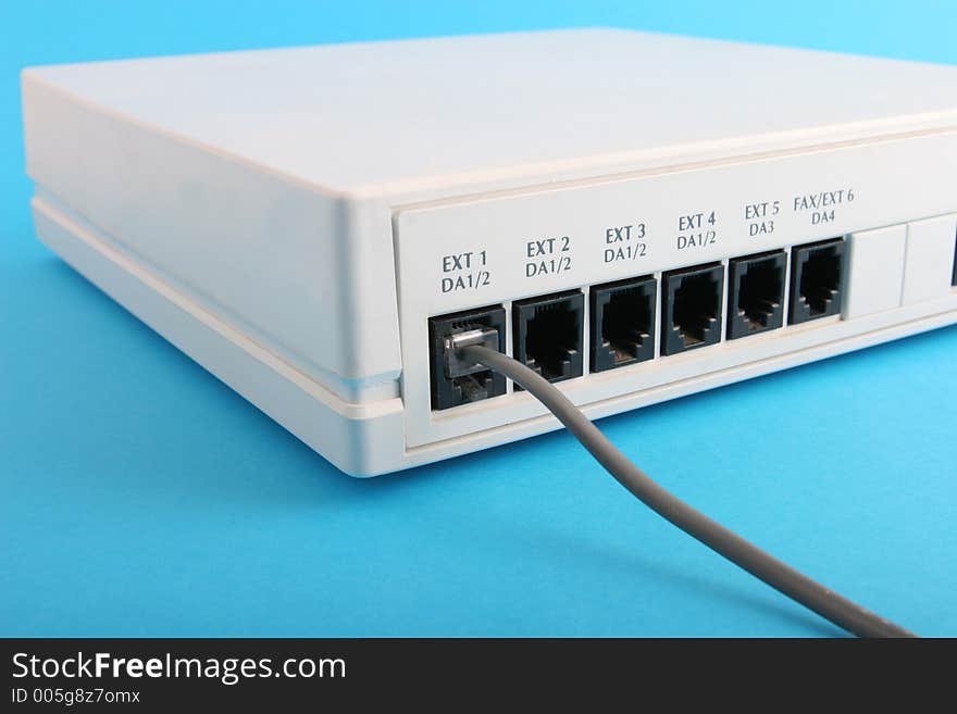 Cable plugged into extension 1 on a small home or office PABX system. Cable plugged into extension 1 on a small home or office PABX system.