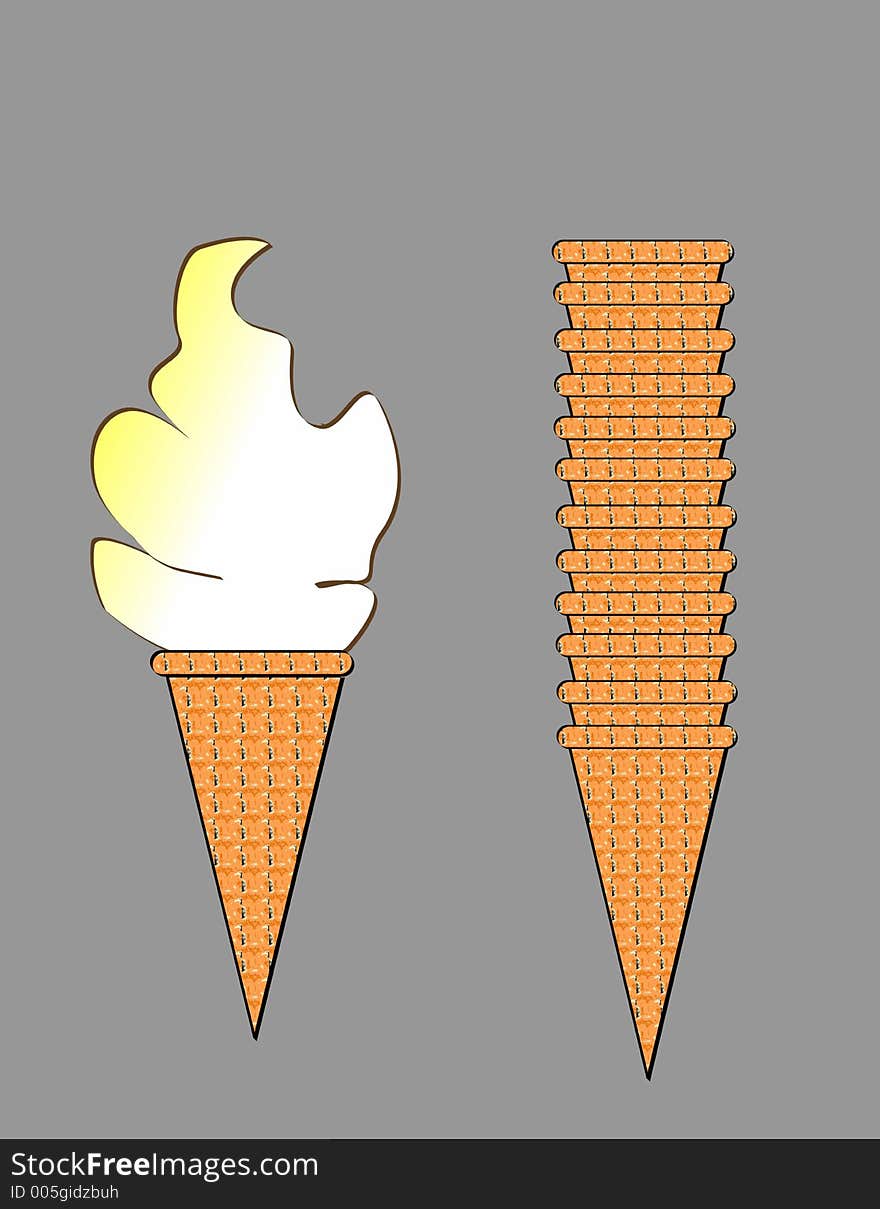 Ice cream & Stacked cones