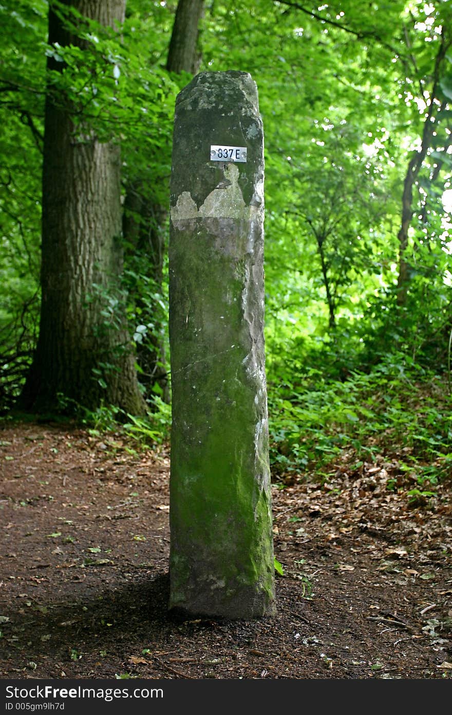 Stone border marker at the border between Germany and the Netherlands.