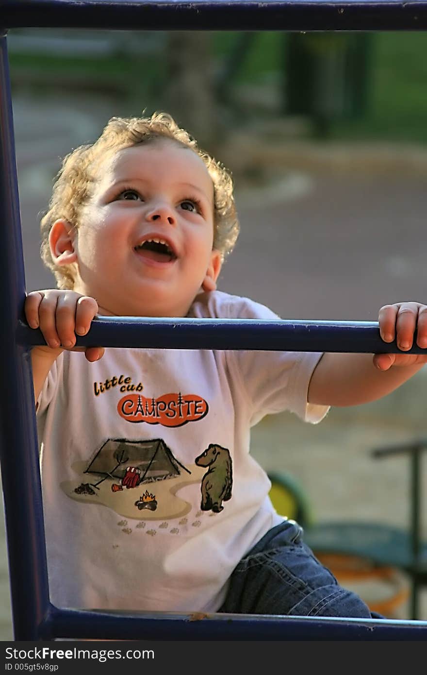 Boy enjoys the playground