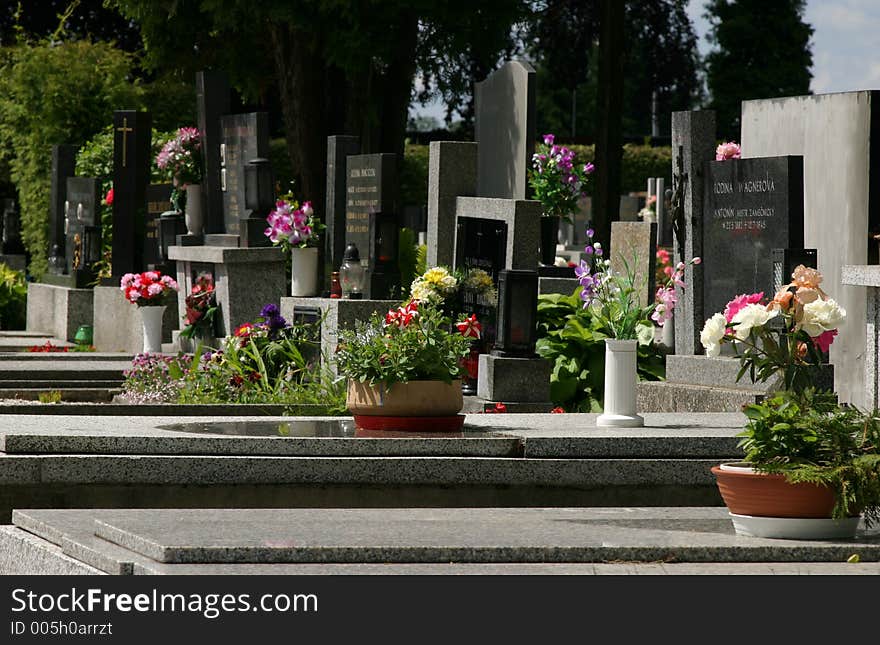 European Cemetary with flowers