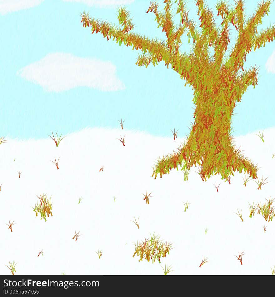 Snow trees, blue sky leaves grass. Snow trees, blue sky leaves grass...