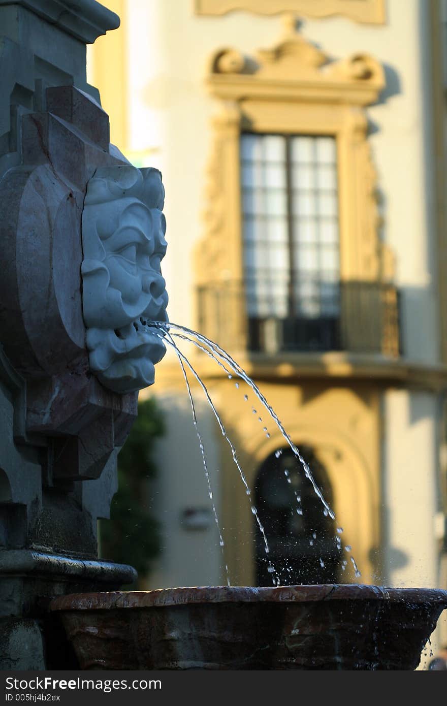 Fountain in a Spanish Square by the Seville Cathedral. Fountain in a Spanish Square by the Seville Cathedral