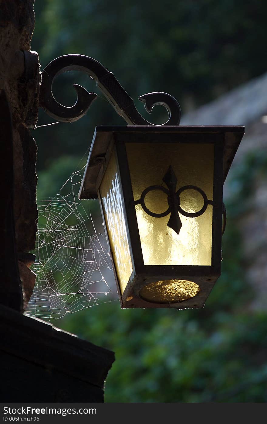 Close-up of an antique lantern in a German castle in the Rhine valley.