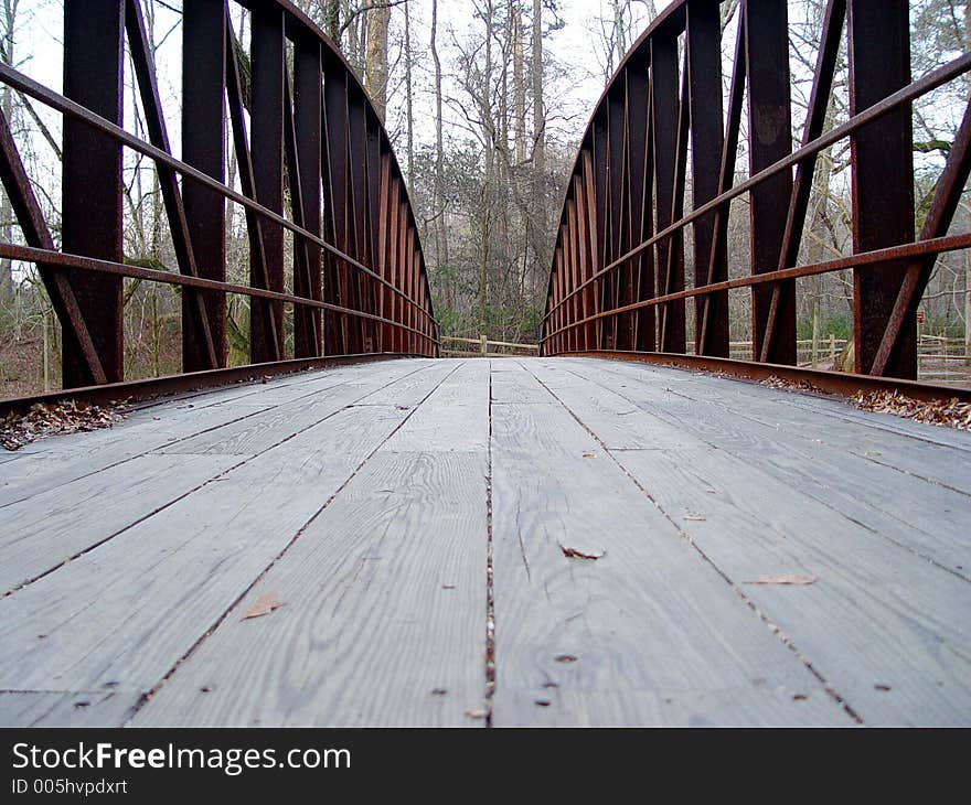 Iron bridge walkway crosses in winter chattahoochee bridge in Atlanta Ga. Iron bridge walkway crosses in winter chattahoochee bridge in Atlanta Ga