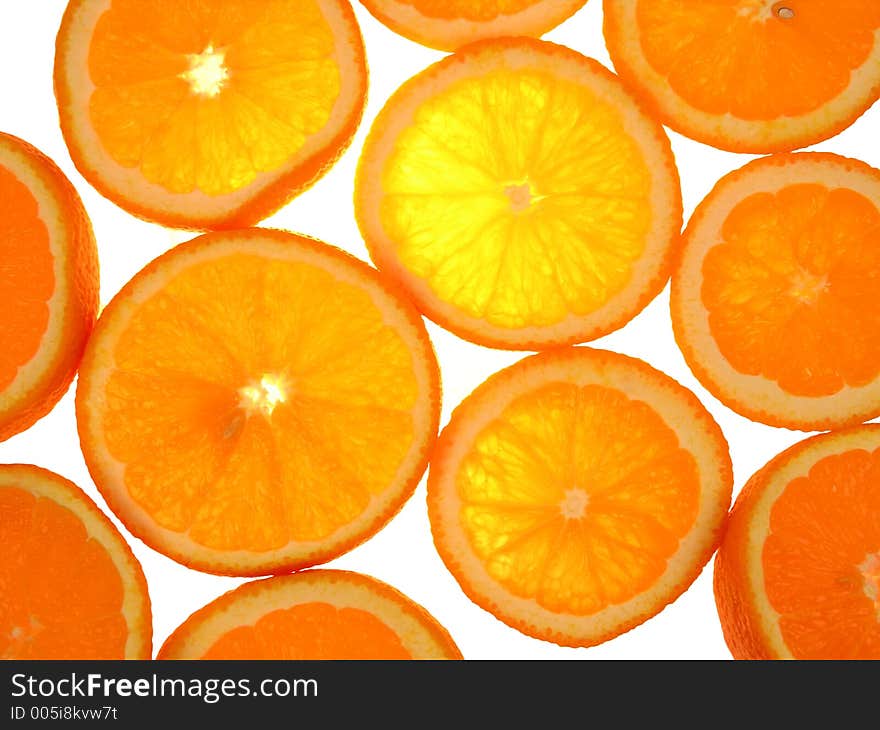 Fresh cut oranges isolated. Fresh cut oranges isolated