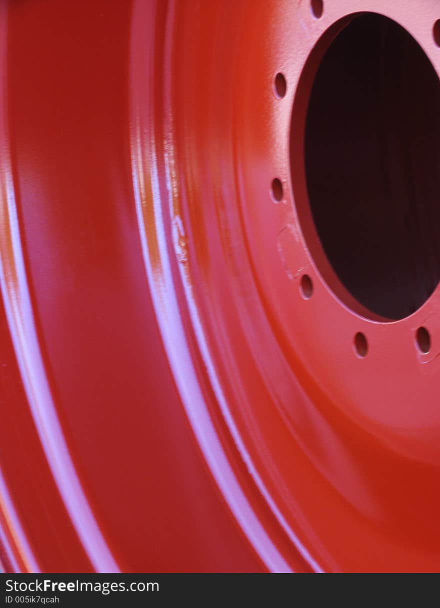 Red detail of tractor wheel