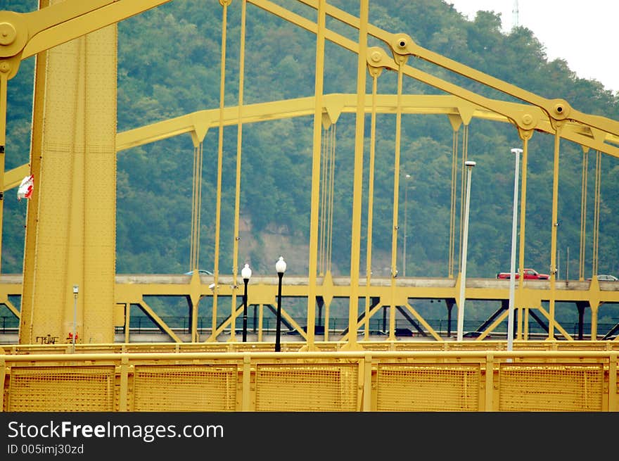 Yellow steel bridge