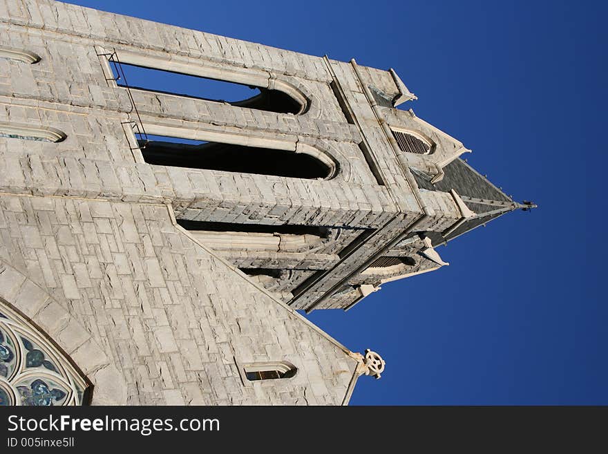 Church with a blue sky.