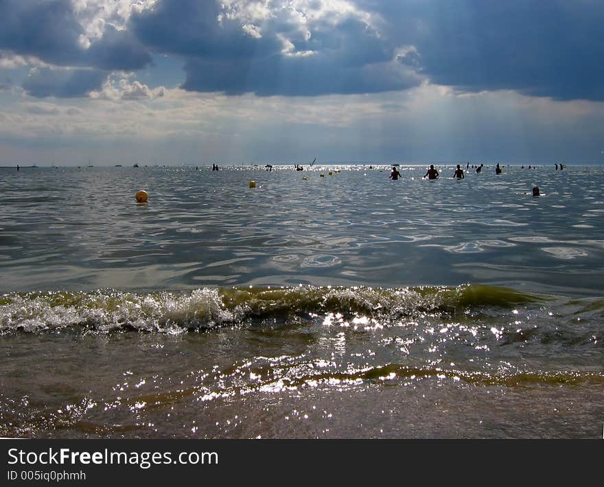 Stormy skies over mediterranean beach. Stormy skies over mediterranean beach