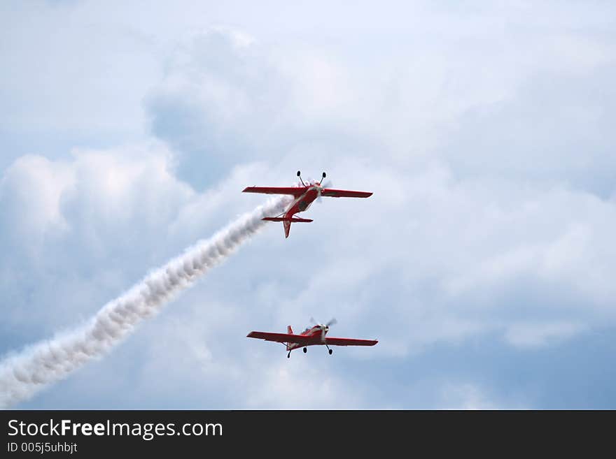 Flying aircraft on AirShow. Flying aircraft on AirShow