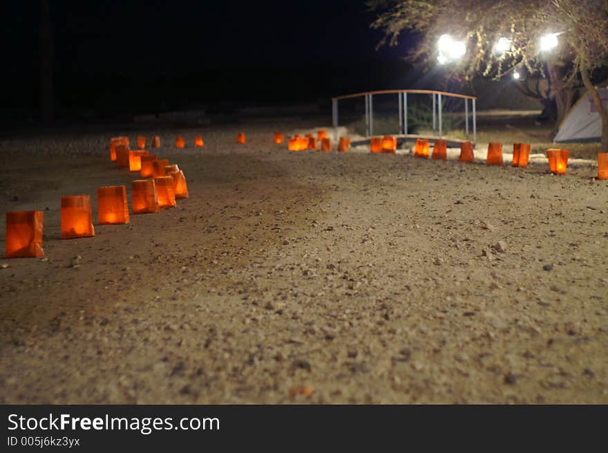 Candles road with lights