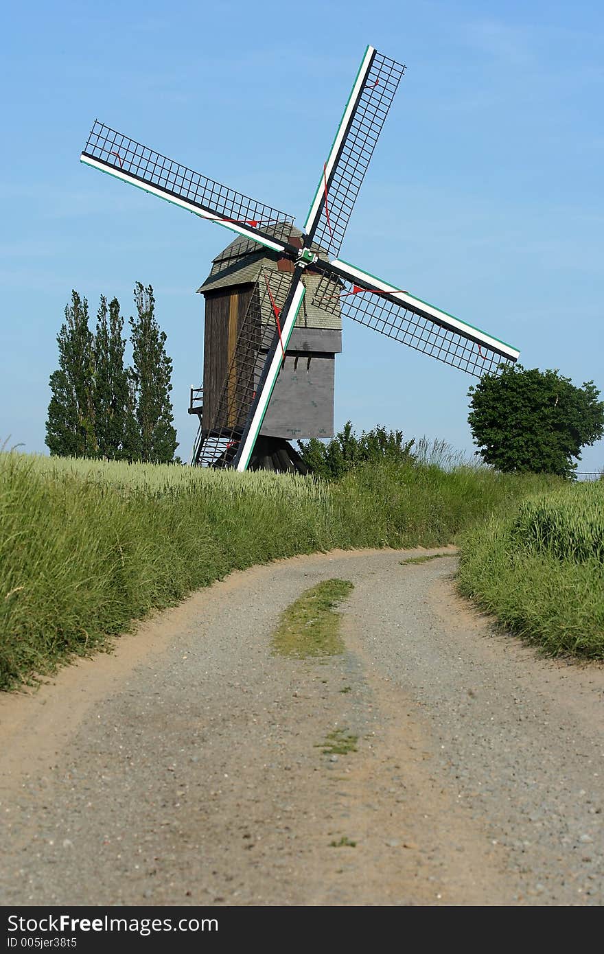 A road leading to a windmill in Belgium.
