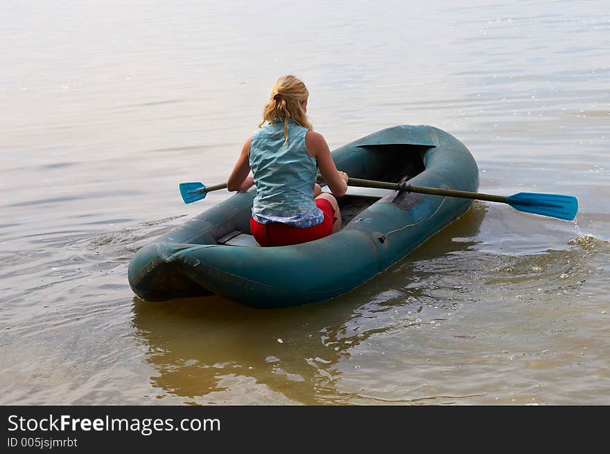 Woman And Boat. Sibir.