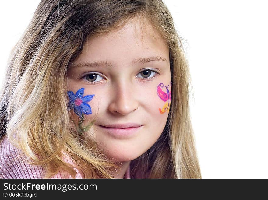 Pretty girl with flower butterfly make-up