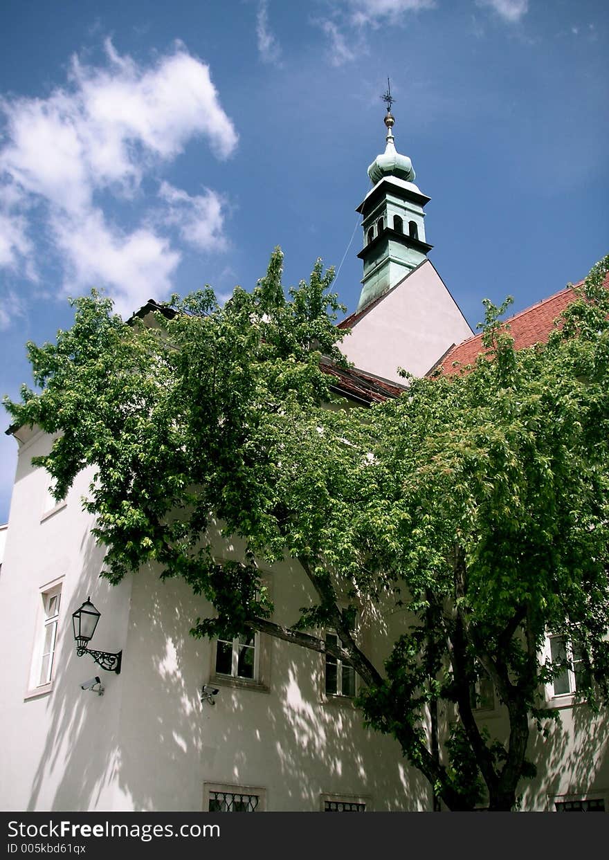 A church tower in Zagreb, Croatia. A church tower in Zagreb, Croatia.