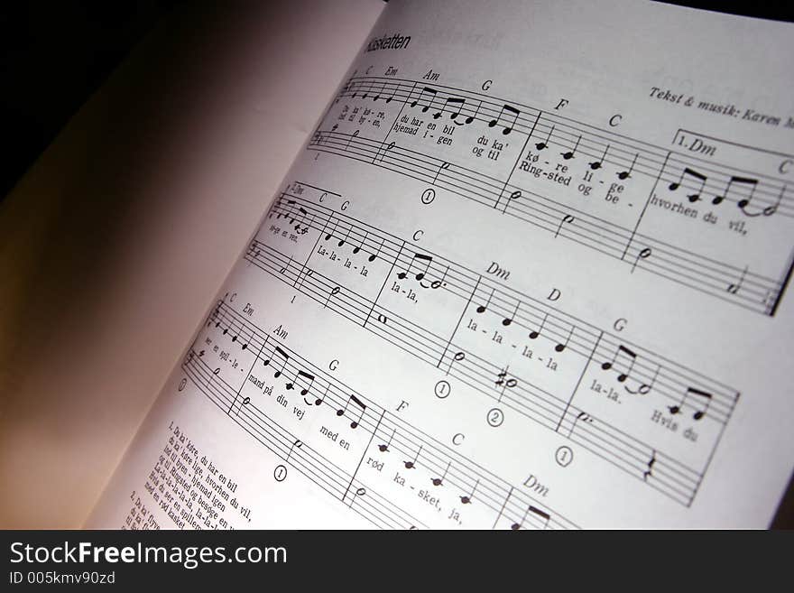 Music notes in opened music note book