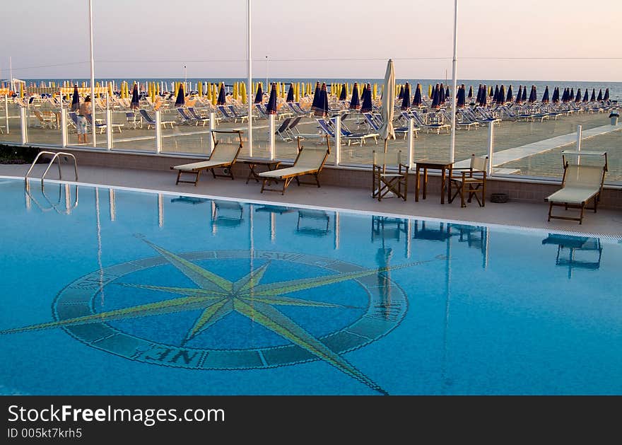 Swimming Pool of a private beach in Viareggio beach, Italy. Swimming Pool of a private beach in Viareggio beach, Italy