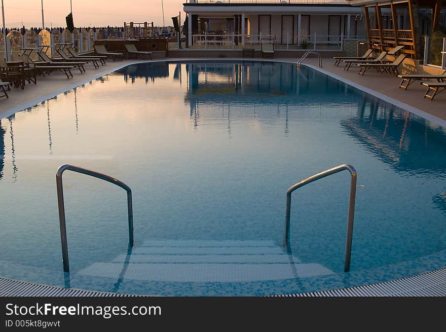 Swimming Pool of a private beach in Viareggio beach, Italy. Swimming Pool of a private beach in Viareggio beach, Italy