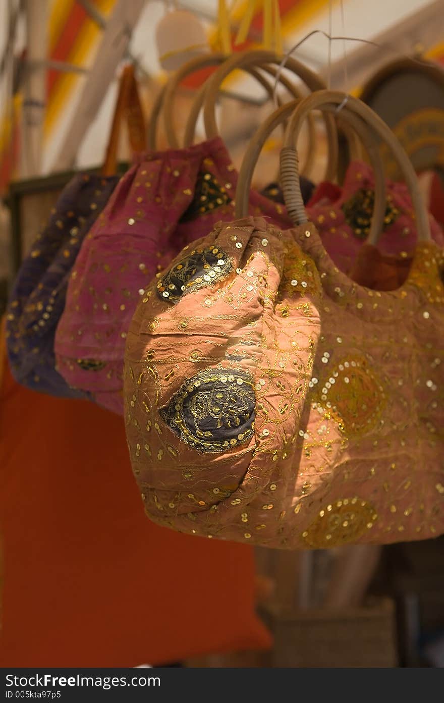 Oriental bag in a market in Pietrasanta, Tuscany. Oriental bag in a market in Pietrasanta, Tuscany