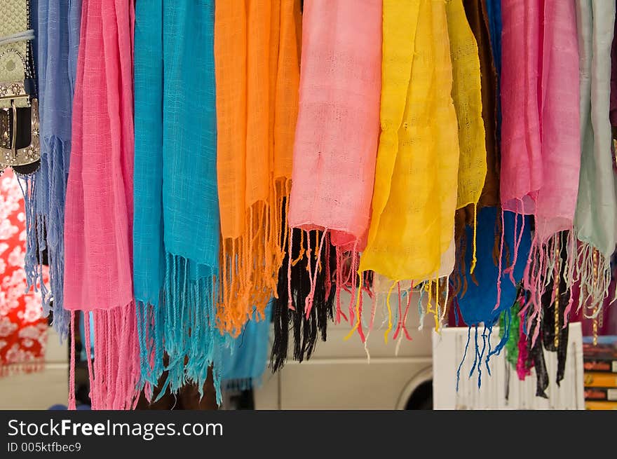 Colourful scarfs in the sunlight