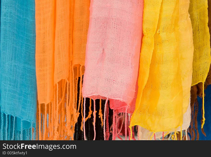 Colourful scarfs in the sunlight